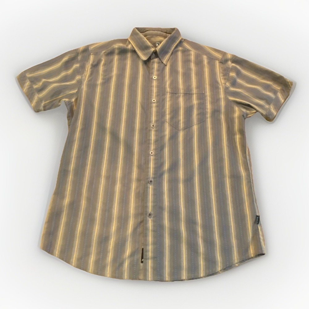 Kuhl Men's Striped Short Sleeve Button Up Casual Shirt Aztec Size Medium Hike